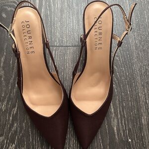 The Journee Collection satiny slingbacks.